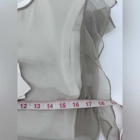 Brunello Cucinelli Womens Taupe Silk Chiffon  Overlay With Attached T-Shirt Med - Picture 13 of 14